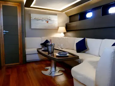 Salon of Maeva Star, a Leopard 23 yacht at Milazzo, Italy