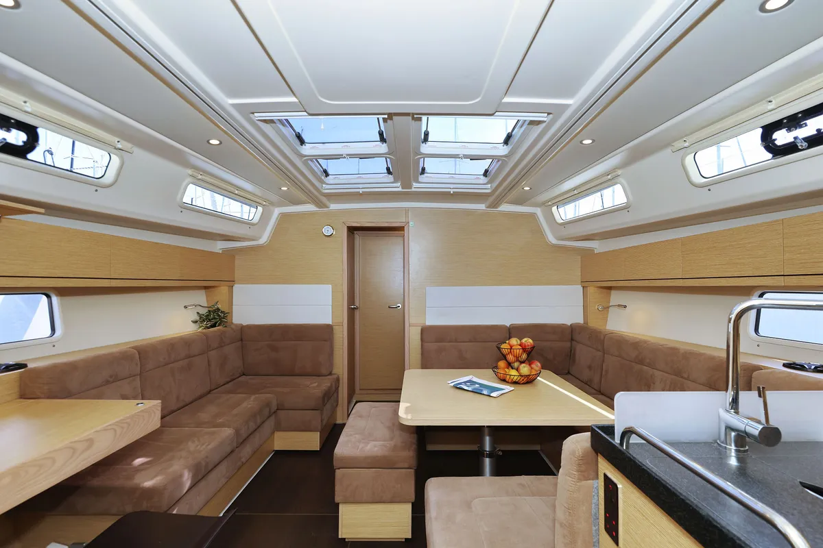 Salon of Apollo, a Hanse Yachts Hanse 458 sailboat at Grad Biograd na Moru, Croatia
