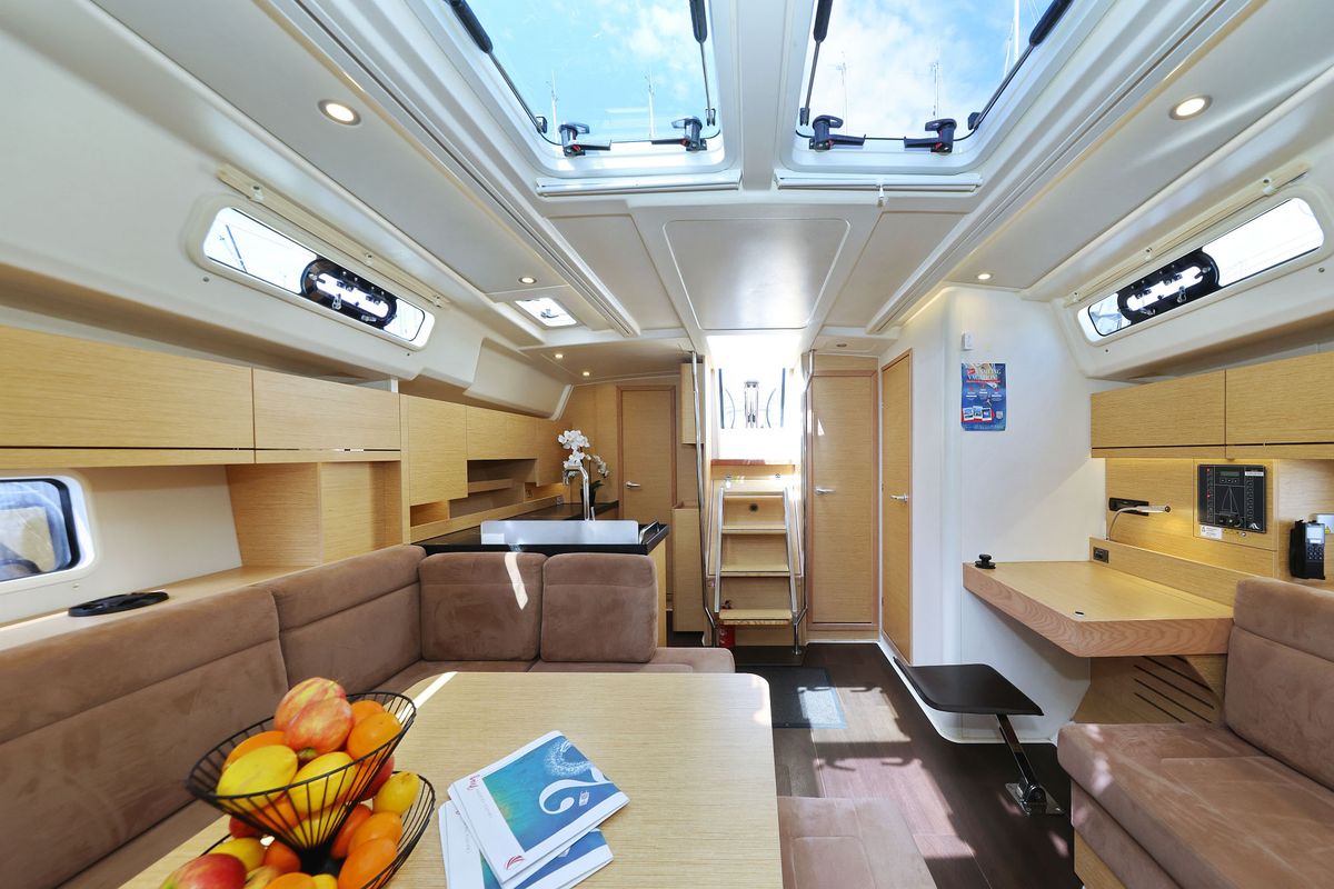 Salon of Apollo, a Hanse Yachts Hanse 458 sailboat at Grad Biograd na Moru, Croatia