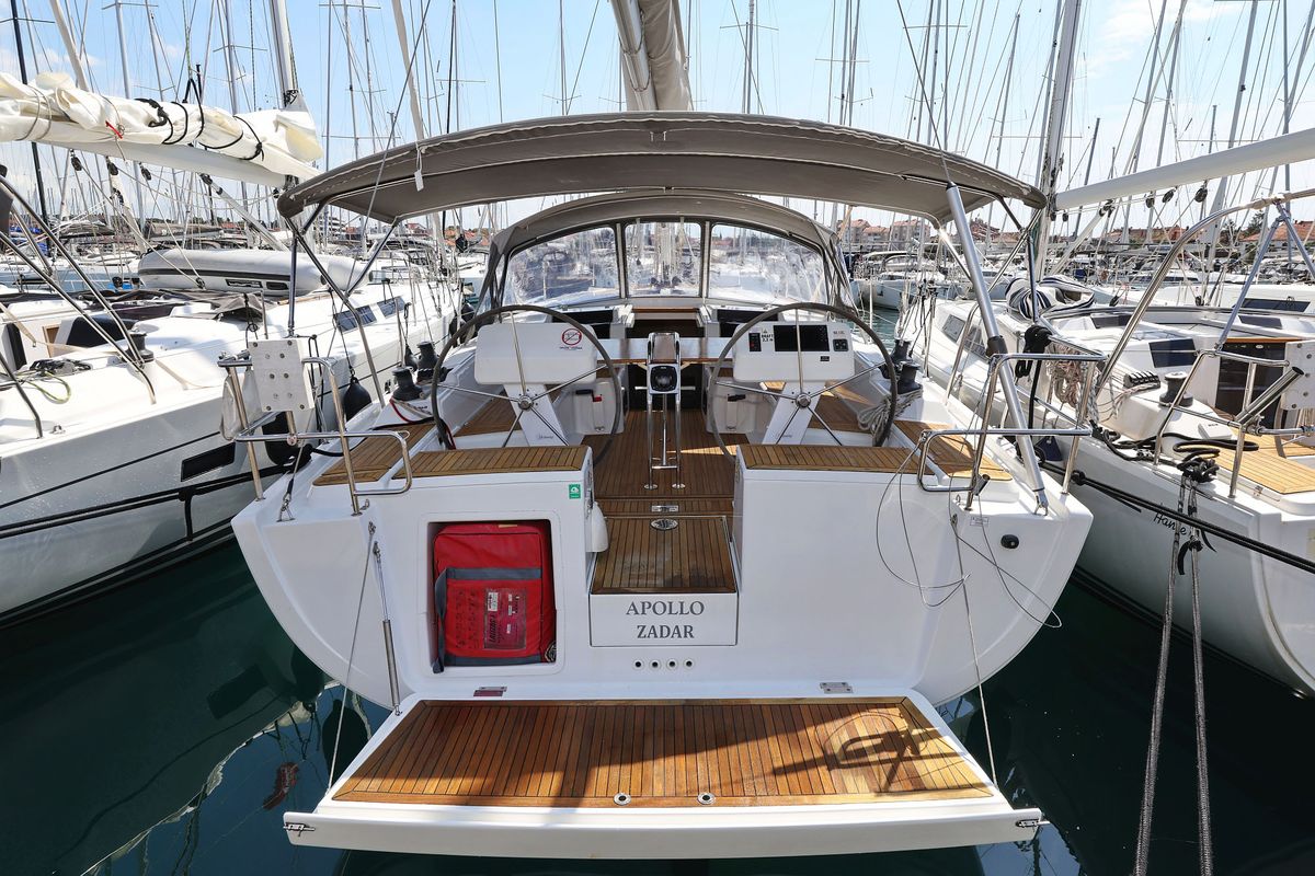 Cockpit of Apollo, a Hanse Yachts Hanse 458 sailboat at Grad Biograd na Moru, Croatia