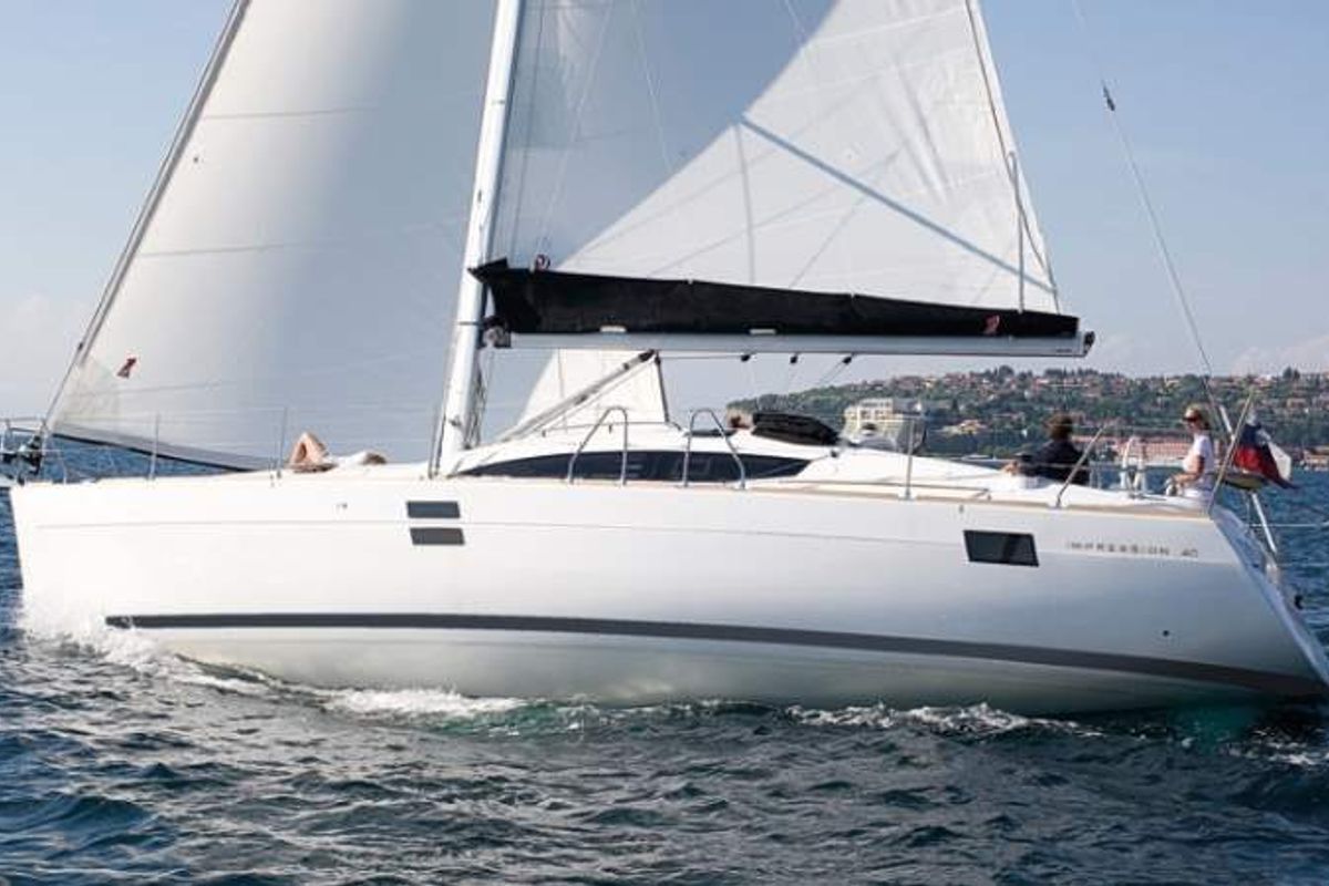 Exterior view of Shamal, a Elan Impression 40 sailboat at Grad Biograd na Moru, Croatia