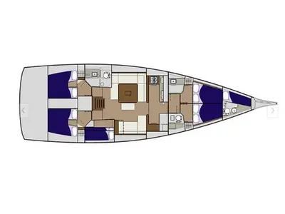 Floor plan of Captain Leo, a Dufour 560 sailboat at Tourlos, Greece