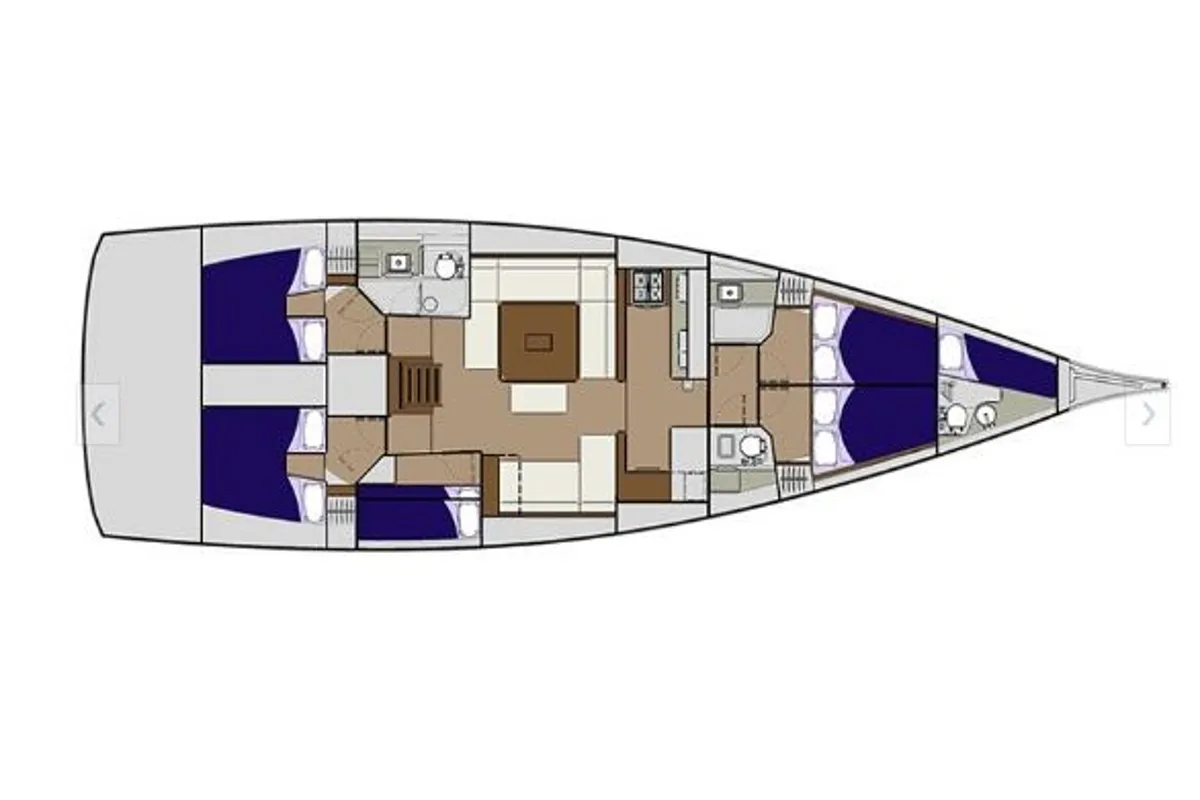 Floor plan of Captain Leo, a Dufour 560 sailboat at Tourlos, Greece