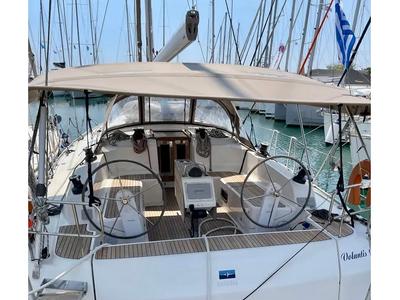 Cockpit of Volantis 9, a Bavaria Cruiser 46 sailboat at Kos, Greece