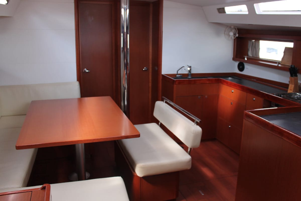 Salon of Mars Planet, a Beneteau Oceanis 48 sailboat at Marsala, Italy