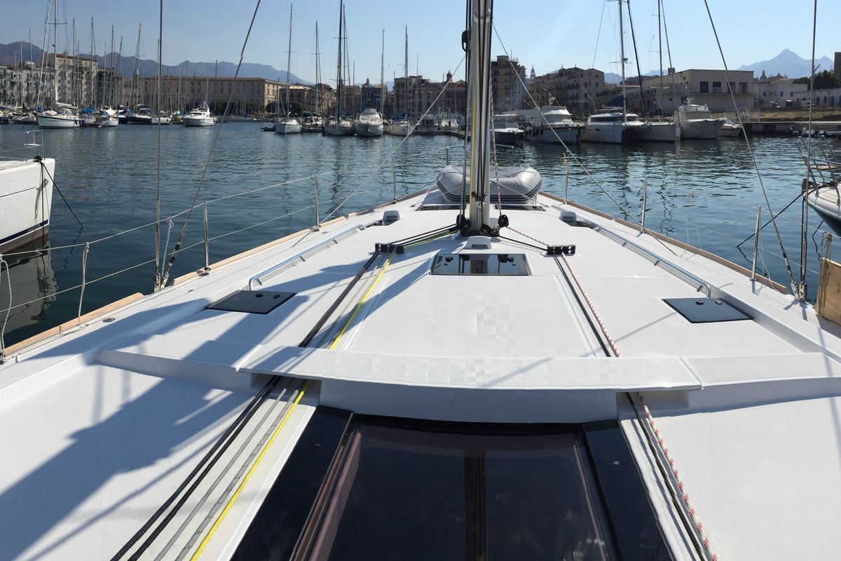 Exterior view of Mars Planet, a Beneteau Oceanis 48 sailboat at Marsala, Italy