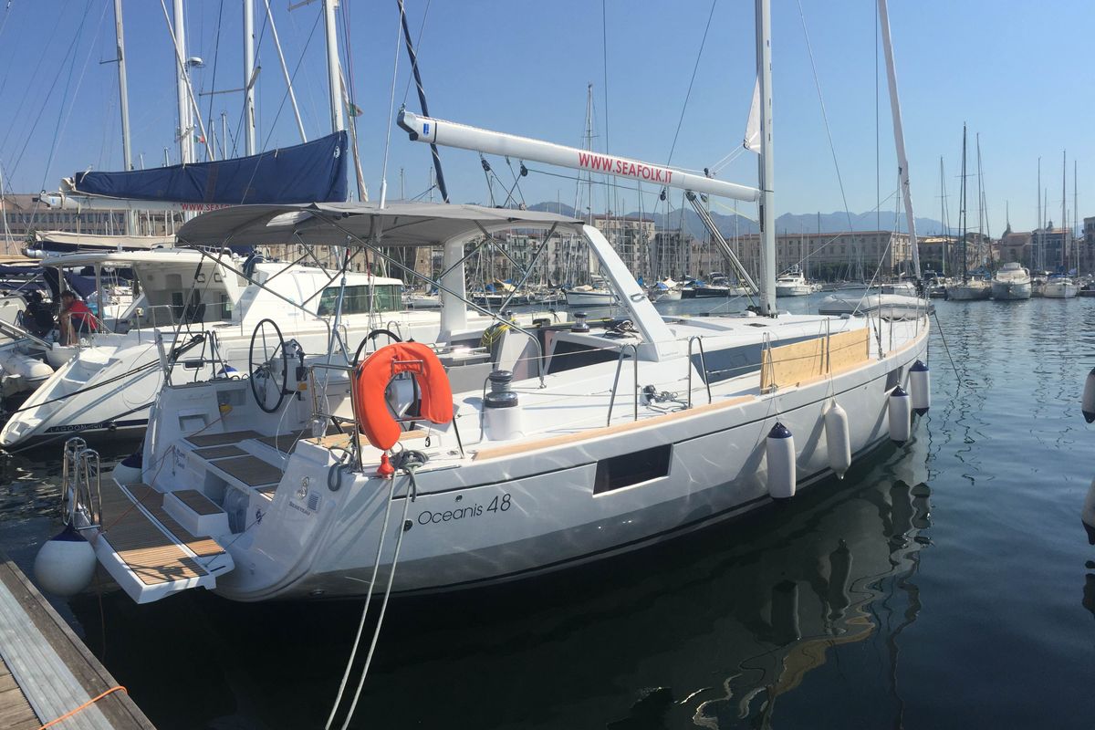 Exterior view of Mars Planet, a Beneteau Oceanis 48 sailboat at Marsala, Italy
