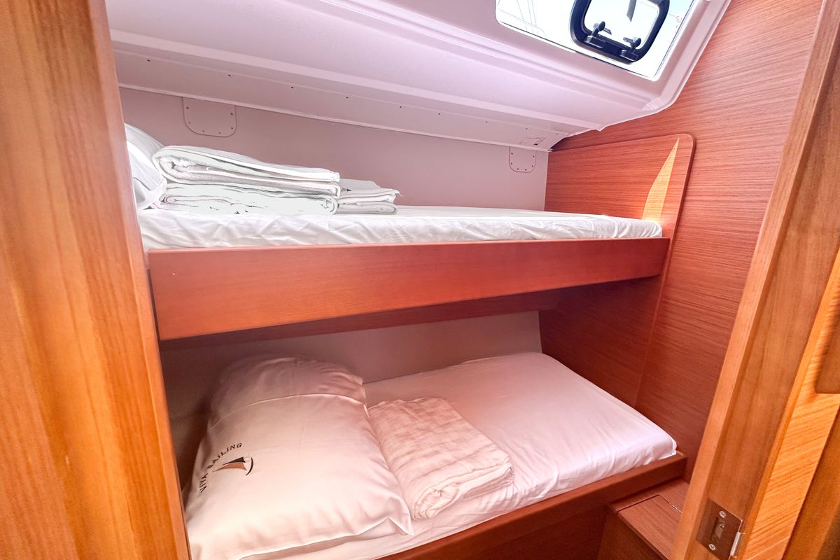 Cabin on Brahms, a Dufour 430 sailboat at Fethiye, Turkey
