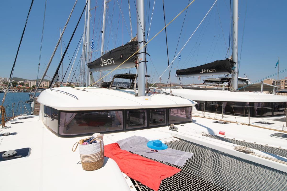 Callisto L400, a Lagoon 400 S2 catamaran at Lavreotiki Municipal Unit, Greece
