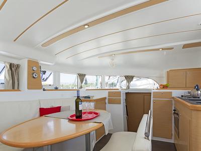 Galley of Bellevue, a Lagoon 380 catamaran at Lavreotiki Municipal Unit, Greece