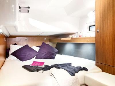 Cabin on Miber Ahren, a Bavaria Cruiser 46 sailboat at Fethiye, Turkey