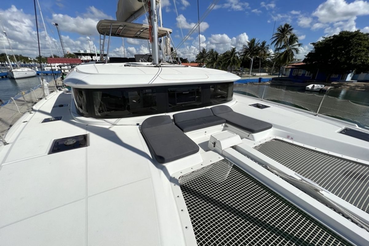 Deck of Sol Griso, a Lagoon 46 catamaran at Cienfuegos, Cuba