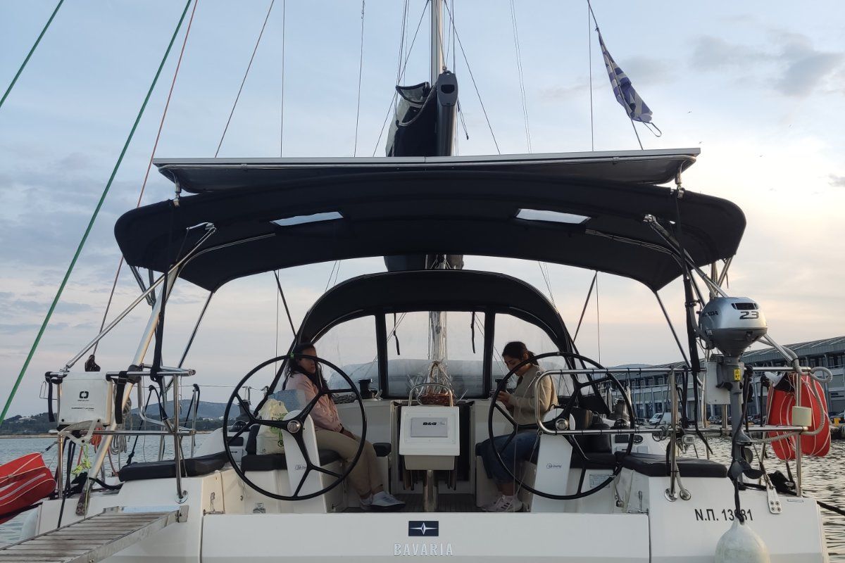 Deck of Nirvana, a Bavaria C42 sailboat at Volos Municipality, Greece