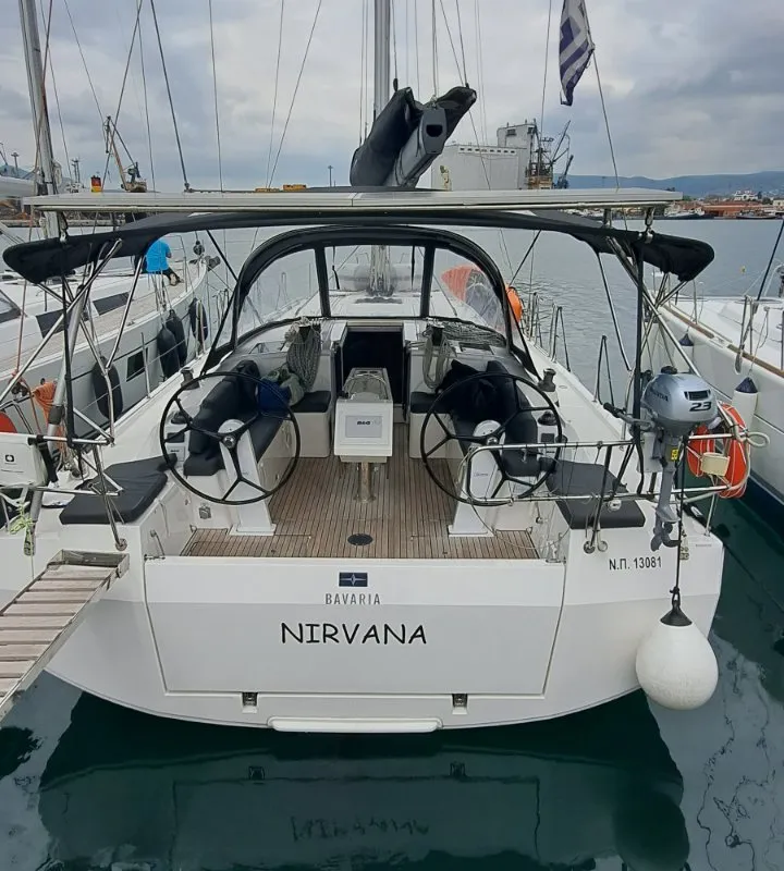 Cockpit of Nirvana, a Bavaria C42 sailboat at Volos Municipality, Greece