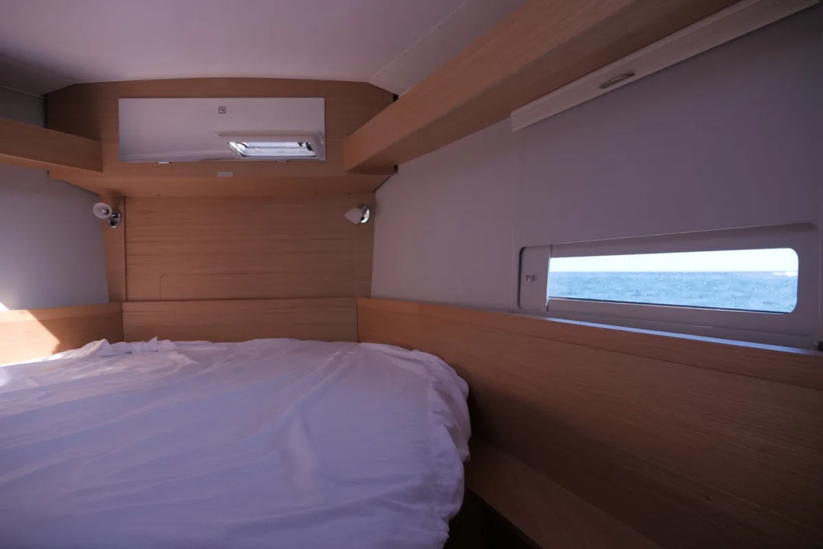 Cabin on Bloody Mary, a Dufour 430 sailboat at Milazzo, Italy