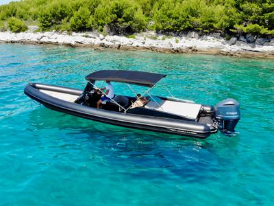 Exterior view of Lux, a Lolivul 9 motorboat at Grad Trogir, Croatia