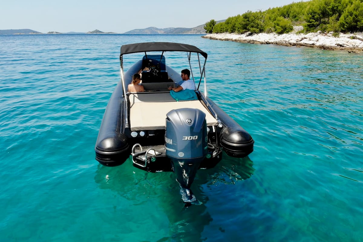 Exterior view of Lux, a Lolivul 9 motorboat at Grad Trogir, Croatia