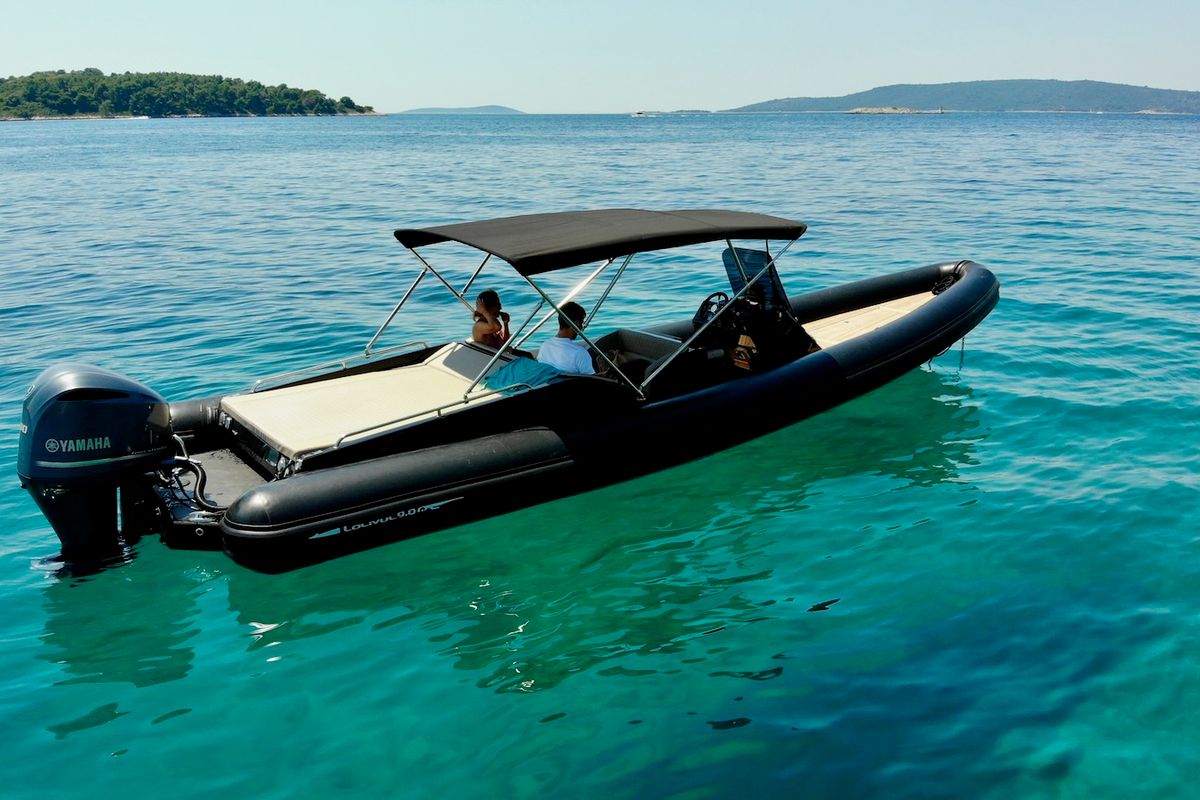 Exterior view of Lux, a Lolivul 9 motorboat at Grad Trogir, Croatia