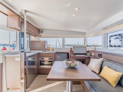 Salon of Ioli II, a Lagoon 40 catamaran at Athens, Greece