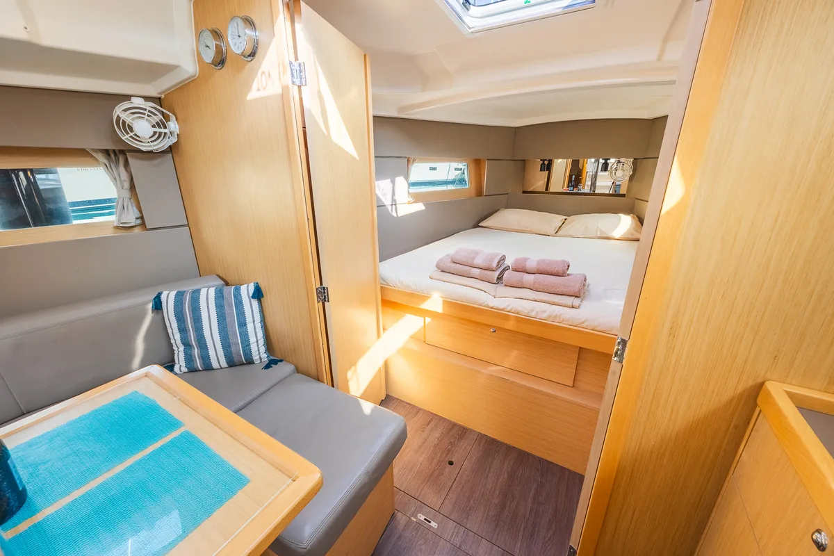 Cabin on Elisa, a Beneteau Oceanis 38.1 sailboat at Municipal Unit of Lefkada, Greece