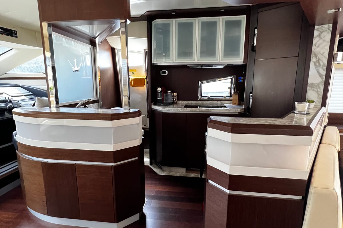 Galley of Quo Vadis, a Dominator 680 yacht at Grad Šibenik, Croatia