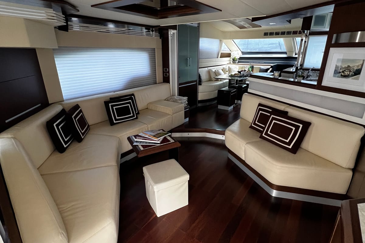 Salon of Quo Vadis, a Dominator 680 yacht at Grad Šibenik, Croatia