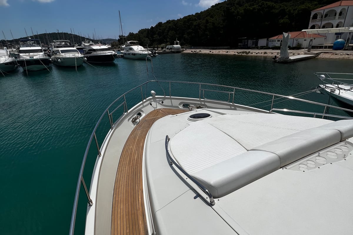 Exterior view of Quo Vadis, a Dominator 680 yacht at Grad Šibenik, Croatia