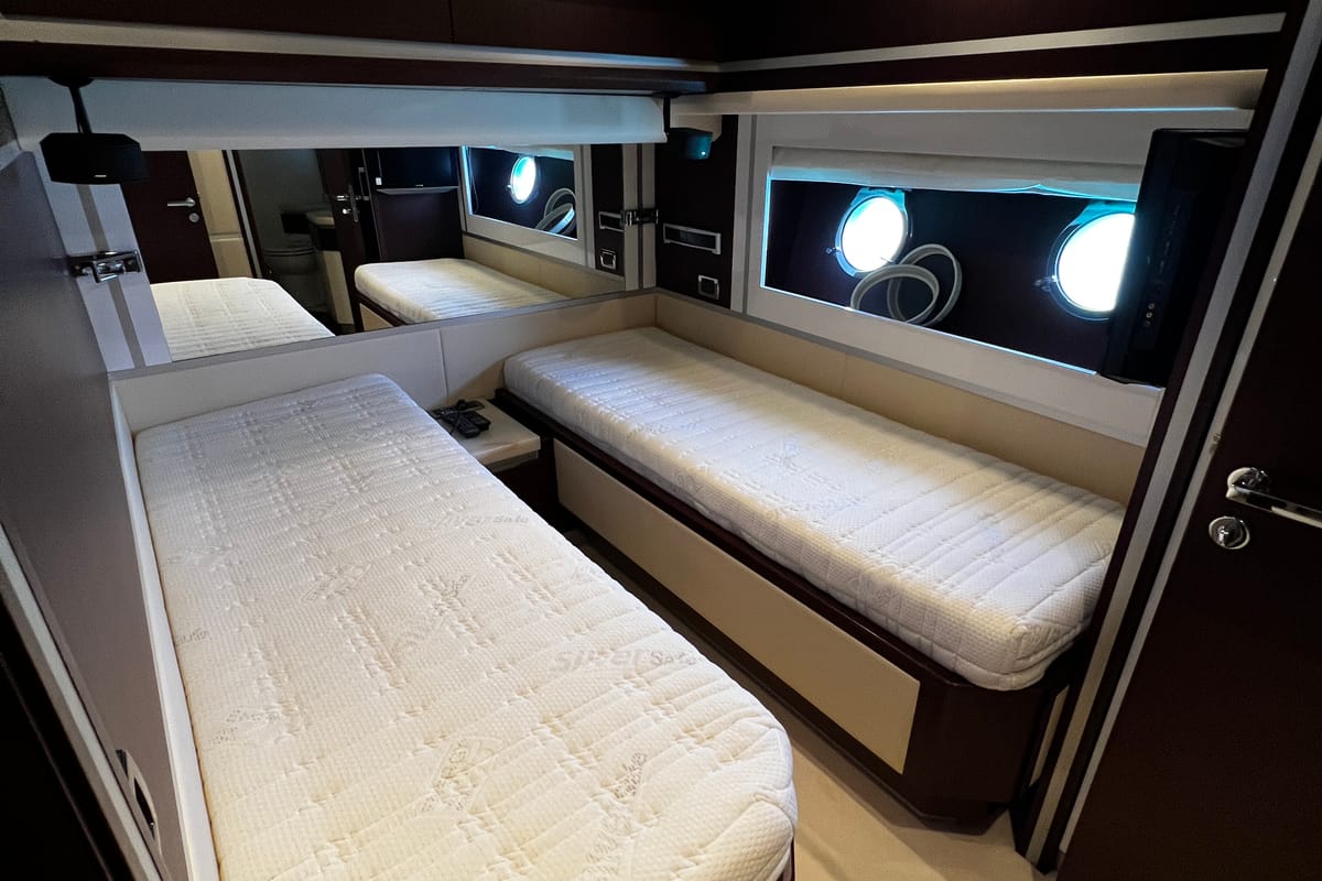 Cabin on Quo Vadis, a Dominator 680 yacht at Grad Šibenik, Croatia