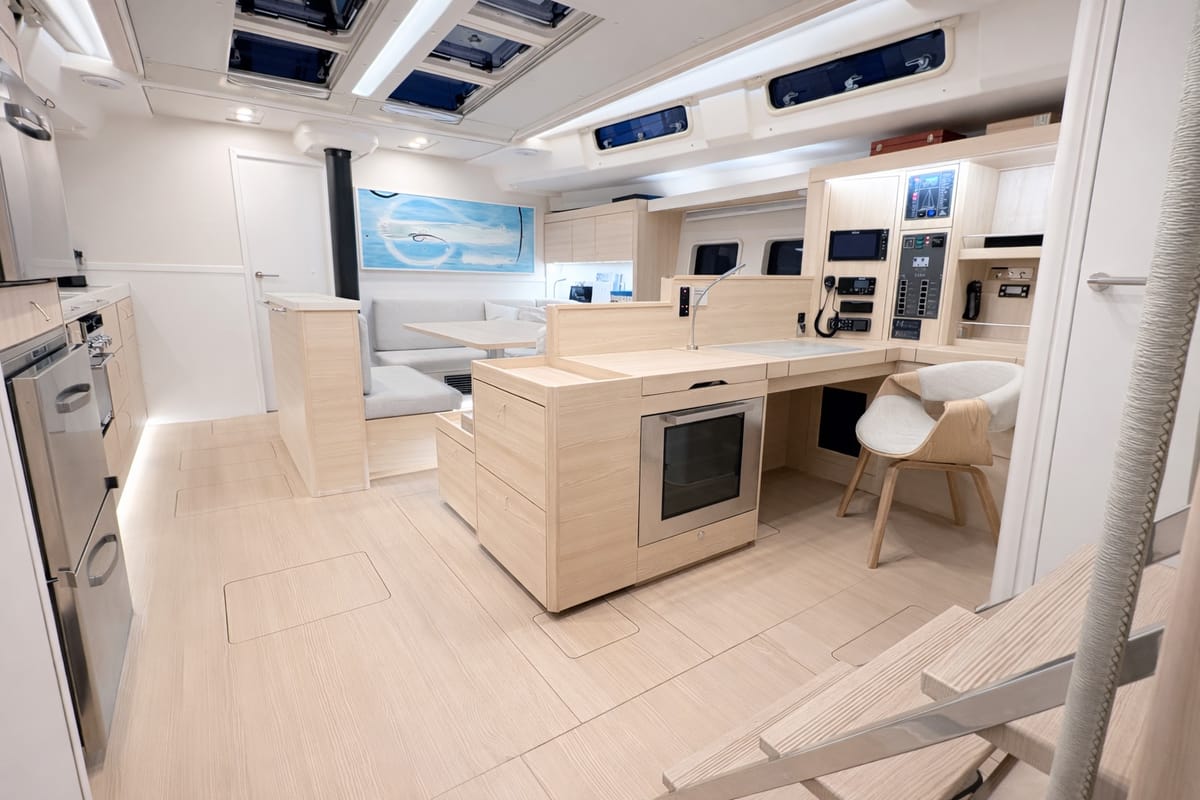 Salon of Kind Of Blue, a Hanse Yachts Hanse 575 sailboat at Olbia, Italy