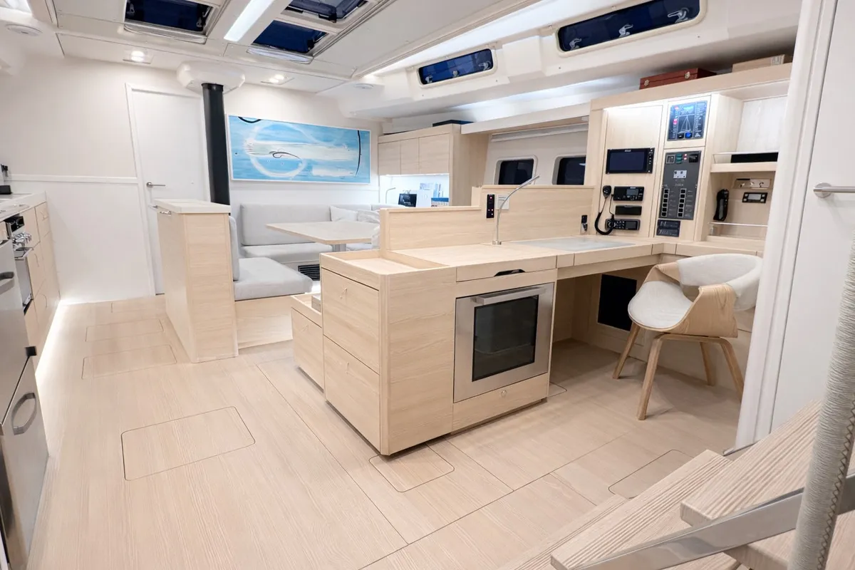 Salon of Kind Of Blue, a Hanse Yachts Hanse 575 sailboat at Olbia, Italy