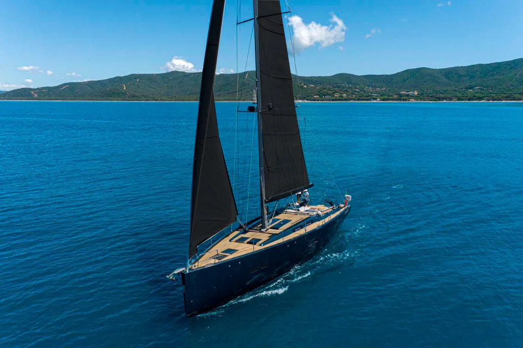 Exterior view of Kind Of Blue, a Hanse Yachts Hanse 575 sailboat at Olbia, Italy