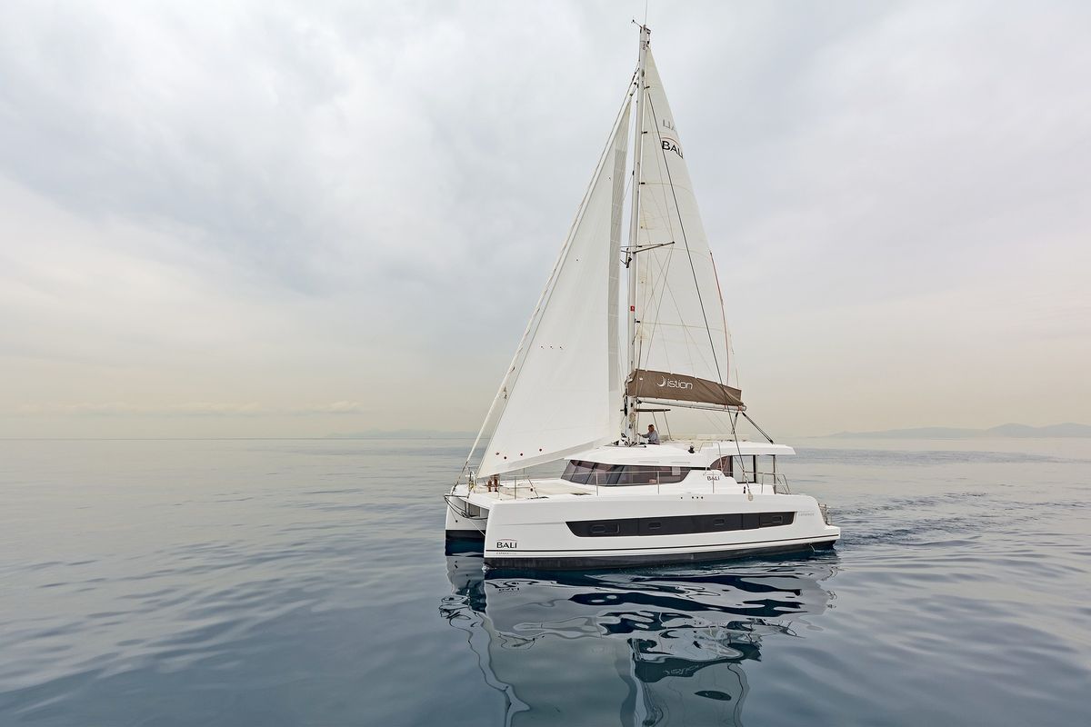 Exterior view of Phoenix, a Bali Catspace catamaran at Municipal Unit of Lefkada, Greece