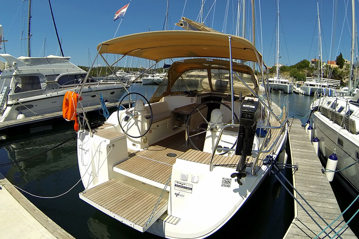 Deck of China Girl, a Dufour 375 GL sailboat at Grad Šibenik, Croatia