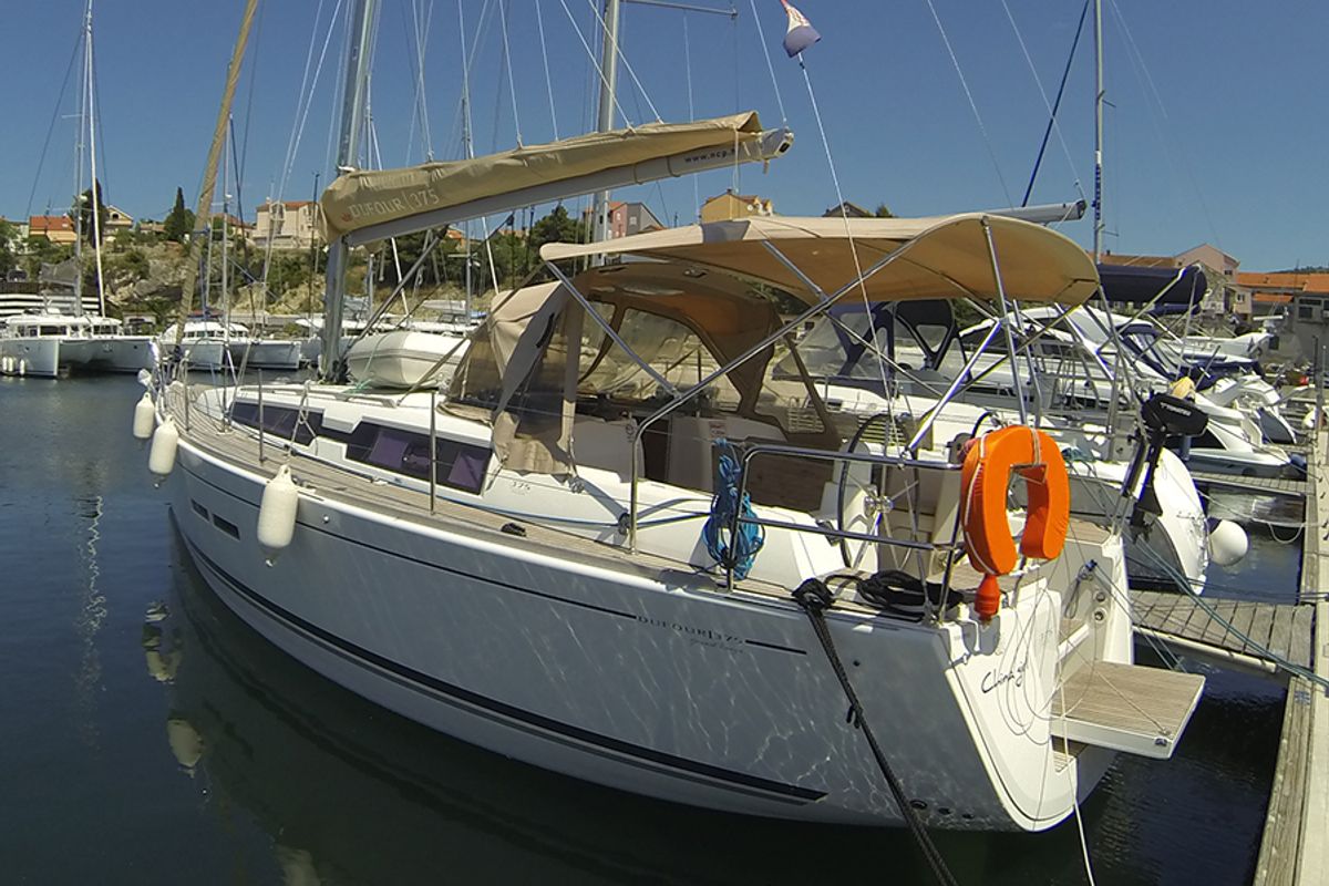 Exterior view of China Girl, a Dufour 375 GL sailboat at Grad Šibenik, Croatia