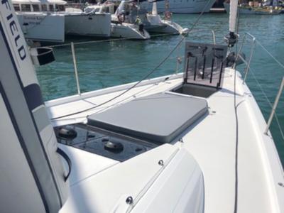 Deck of Joulukka, a Jeanneau 54 sailboat at Elephant Butte Estates, United States