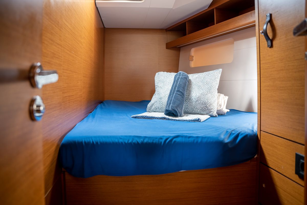 Cabin on Joulukka, a Jeanneau 54 sailboat at Elephant Butte Estates, United States