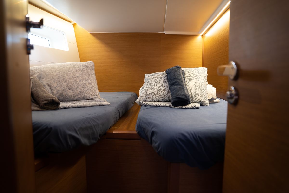 Cabin on Joulukka, a Jeanneau 54 sailboat at Elephant Butte Estates, United States