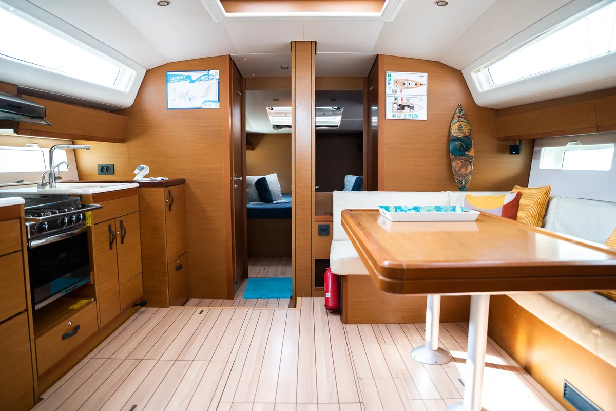 Salon of Joulukka, a Jeanneau 54 sailboat at Elephant Butte Estates, United States
