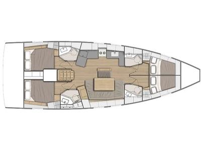 Floor plan of Luna Maris, a Beneteau Oceanis 46.1 sailboat at Athens, Greece