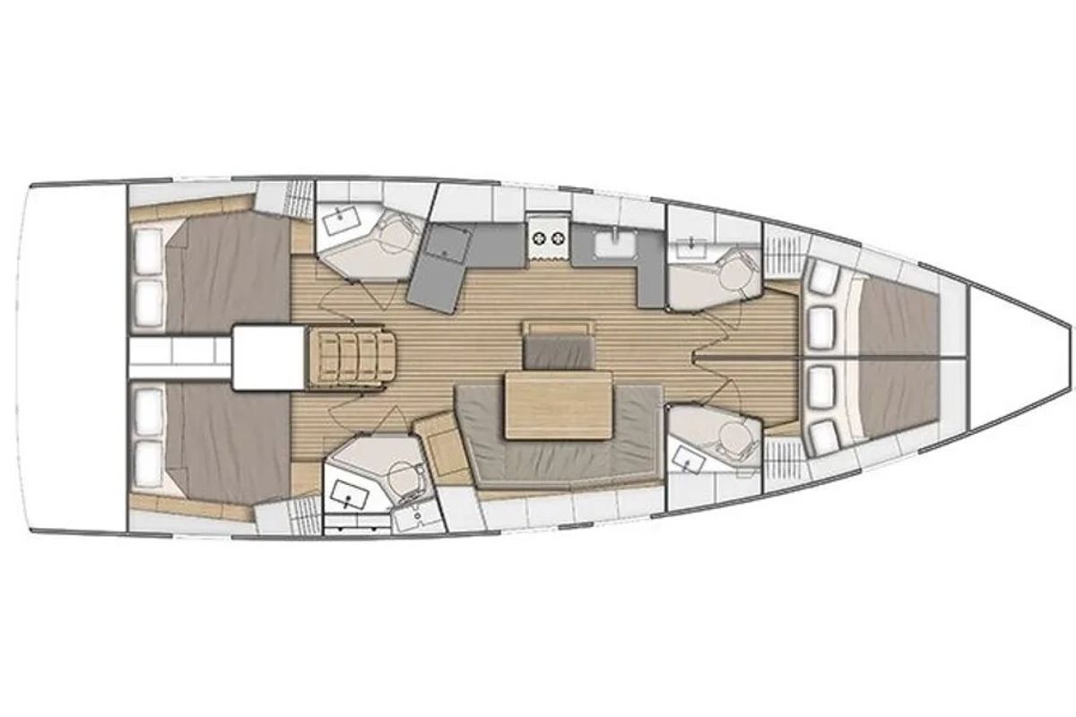 Floor plan of Luna Maris, a Beneteau Oceanis 46.1 sailboat at Athens, Greece