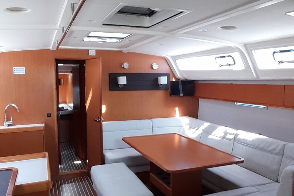 Salon of Fantasia, a Bavaria Cruiser 51 sailboat at Municipal Unit of Rhodes, Greece