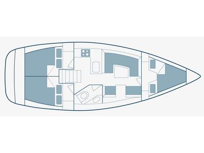 Floor plan of Argo, a Elan Impression 344 sailboat at Preveza, Greece