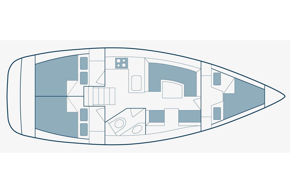 Floor plan of Argo, a Elan Impression 344 sailboat at Preveza, Greece