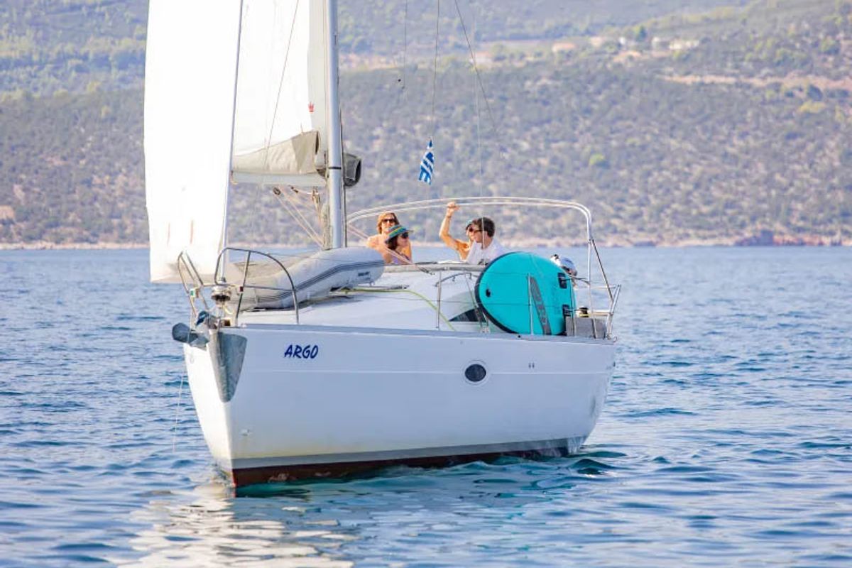 Exterior view of Argo, a Elan Impression 344 sailboat at Preveza, Greece