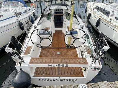 Cockpit of Piccola Strega, a AD Boats Salona 35 sailboat at Heiligenhafen, Germany