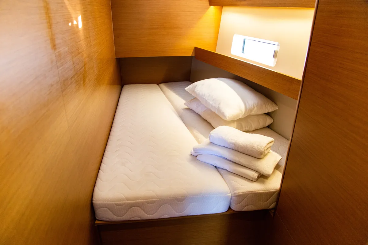 Cabin on Contigo, a Jeanneau Sun Odyssey 490 sailboat at Lavreotiki Municipal Unit, Greece