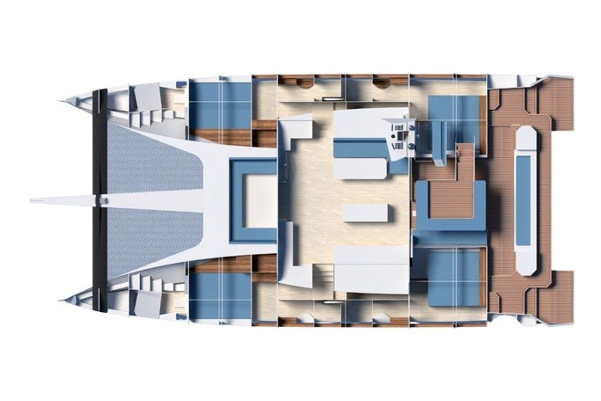 Floor plan of Solitaire 1740, a Gulet Solitaire 1740 catamaran at Athens, Greece