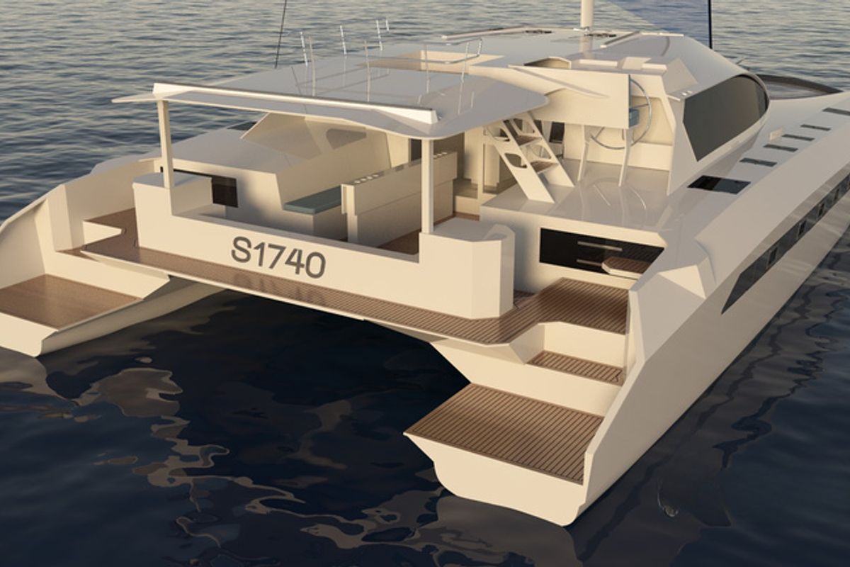 Exterior view of Solitaire 1740, a Gulet Solitaire 1740 catamaran at Athens, Greece