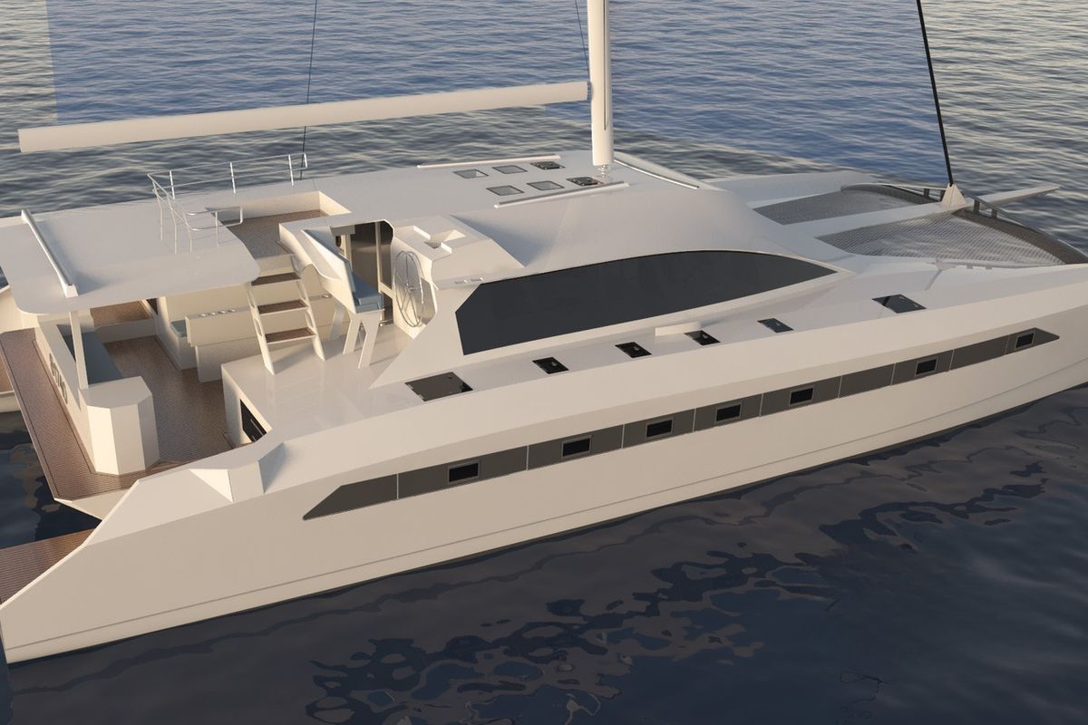 Exterior view of Solitaire 1740, a Gulet Solitaire 1740 catamaran at Athens, Greece