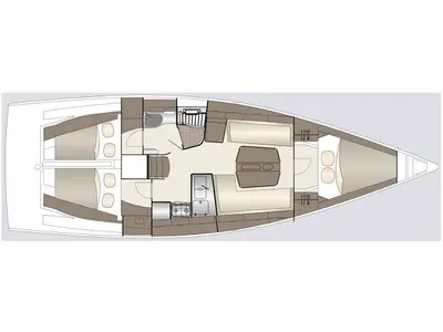 Floor plan of Mrs. Gump, a Dehler 38 sailboat at Punat, Croatia